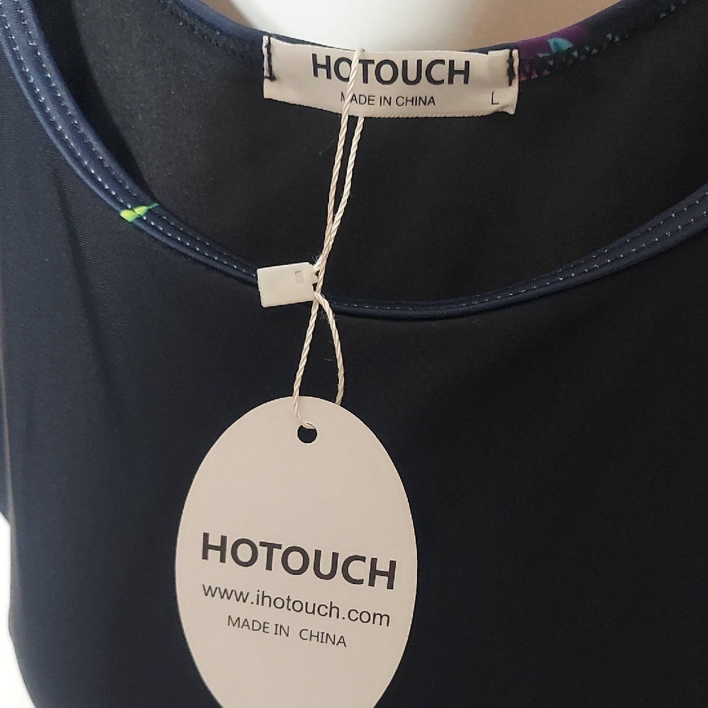 Hotouch NWT Black Floral Tiered Tankini & Swim Shorts Set Women's Size Large - Picture 4 of 8
